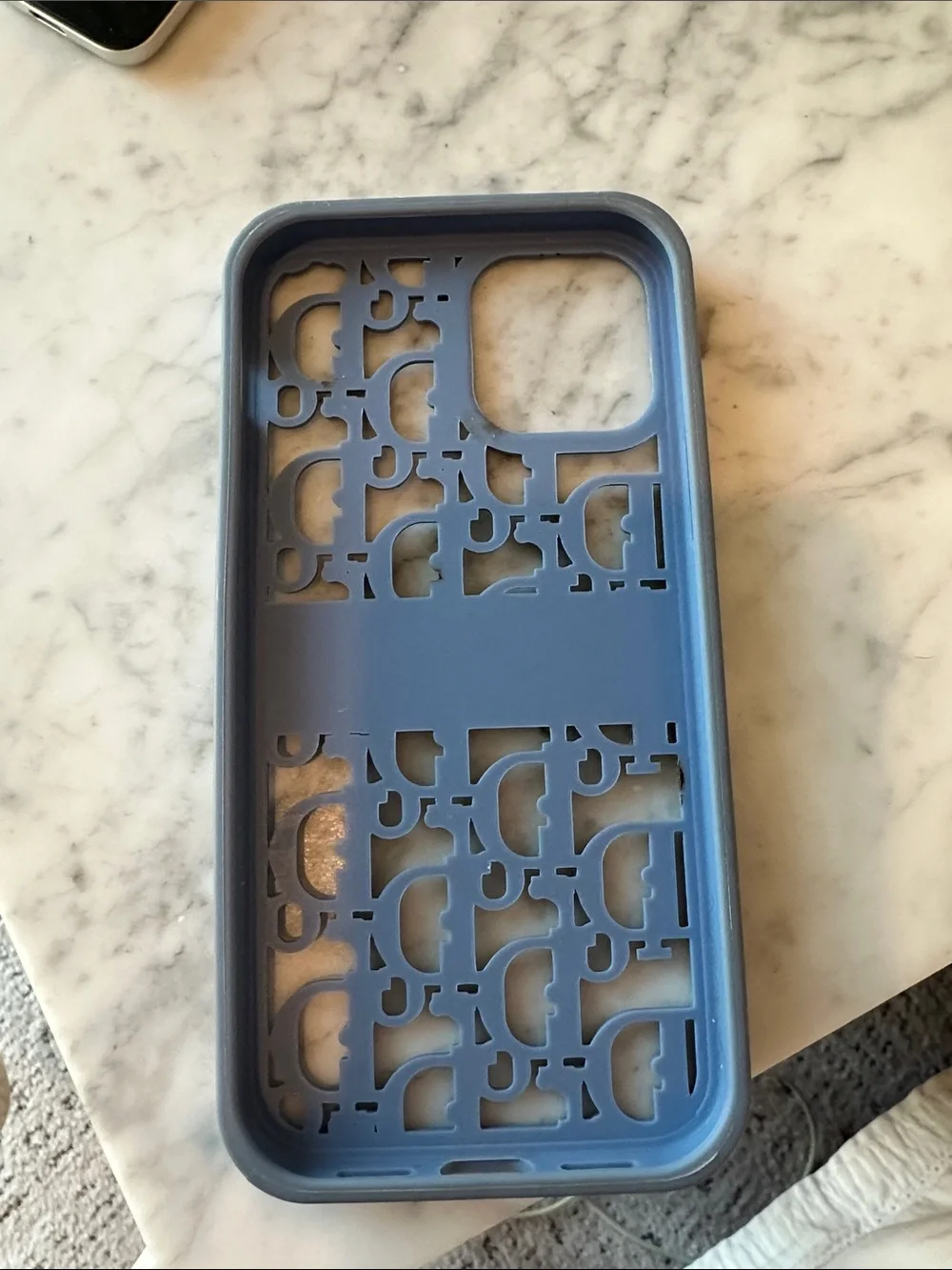 Dior Gray Blue Silicone Christian Dior Logo iPhone Case